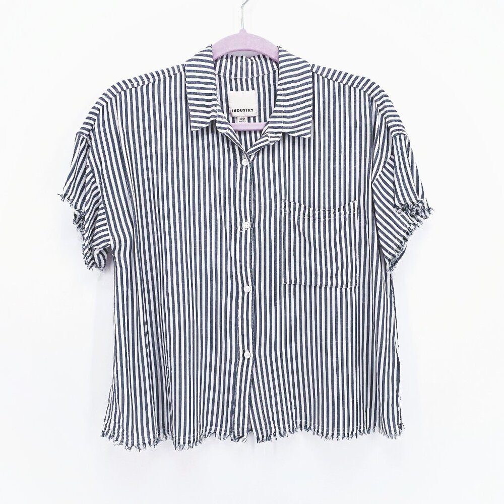 Industry Frayed Sleeves Camp Shirt